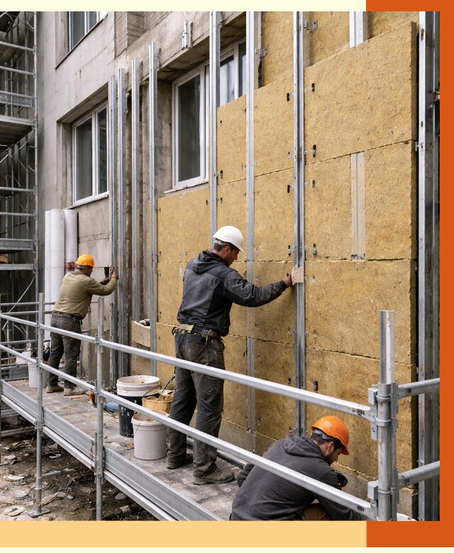 Утепление вентилируемого фасада в Энгельсе от 5969 руб/м2 — монтаж и утепление вентфасад | ТепломастерЭнг